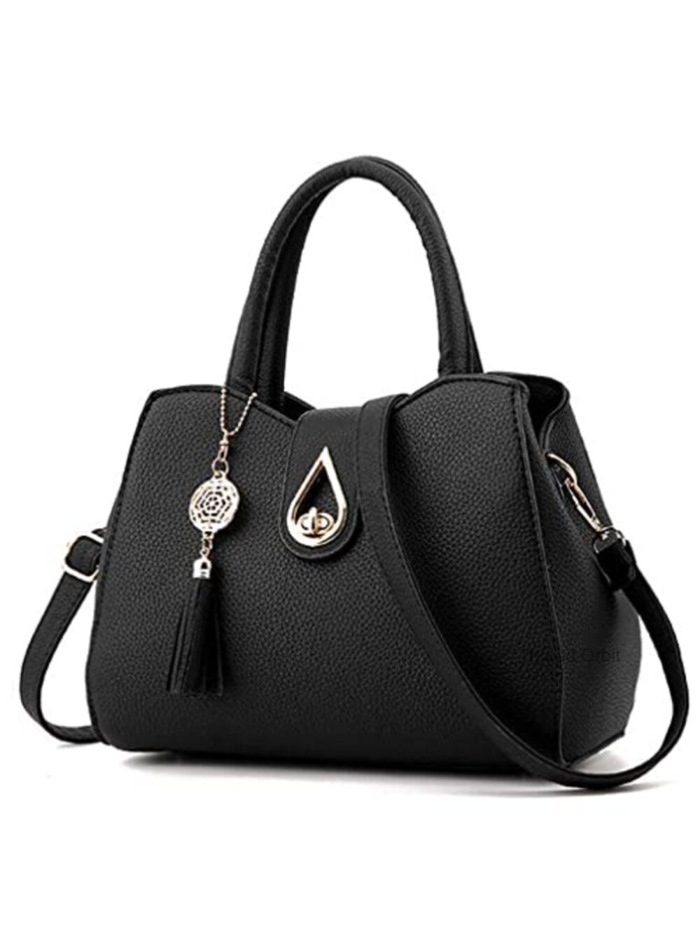 PU Leather Satchel Handbag with Detachable Strap, Medium Tote for Work